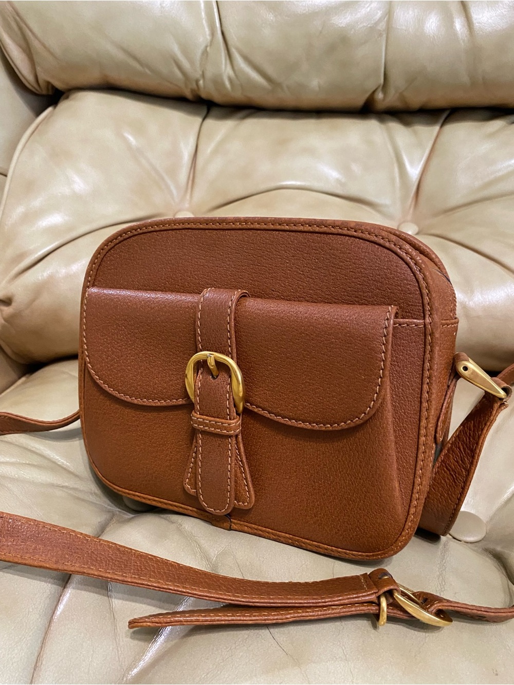 RARE Gucci Vintage Camera Bag COA Web Stripe Crossbody Cognac Leather - Picture 3 of 16